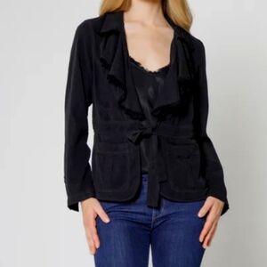 Maven West Black Long Sleeve Ruffle Jacket M